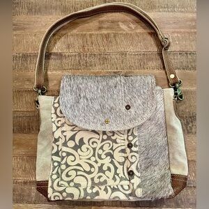Myra Bag Hide and Canvas Crossbody/Shoulder Bag